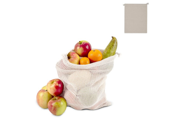 Herbruikbaar groente & fruit zakje OEKO-TEX® katoen ecru 25x30cm